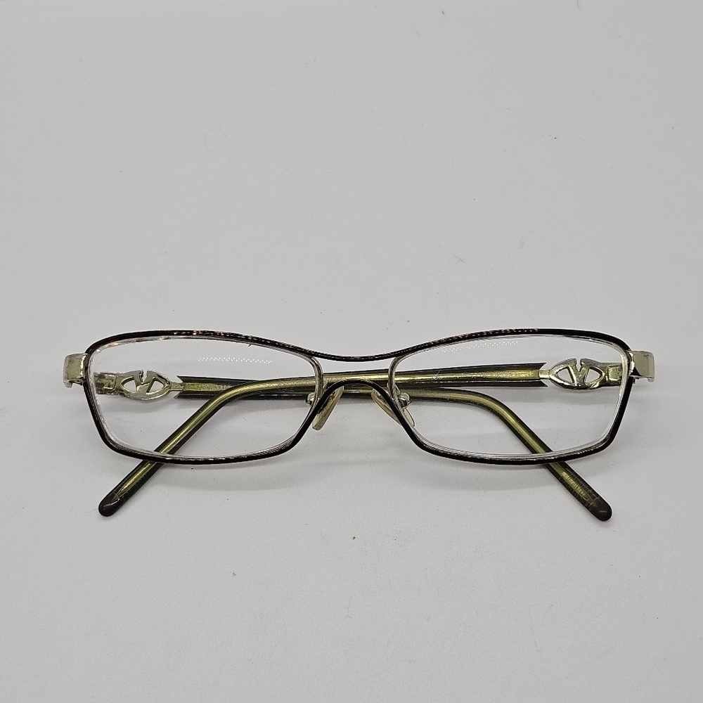 Valentino eyeglasses tortoiseshell frames with green rhinestone logo FOR FRAMES